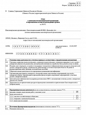 Годовой отчет 2019 года в Минюст РФ (часть 1)